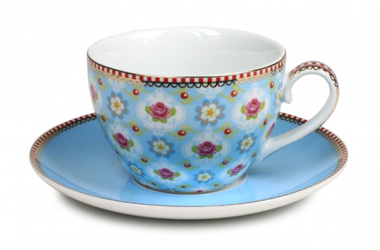咖啡杯/盤(粉藍)280ml